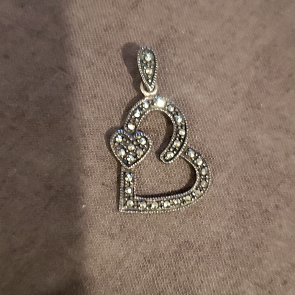 Sterling Silver hematite heart pendant